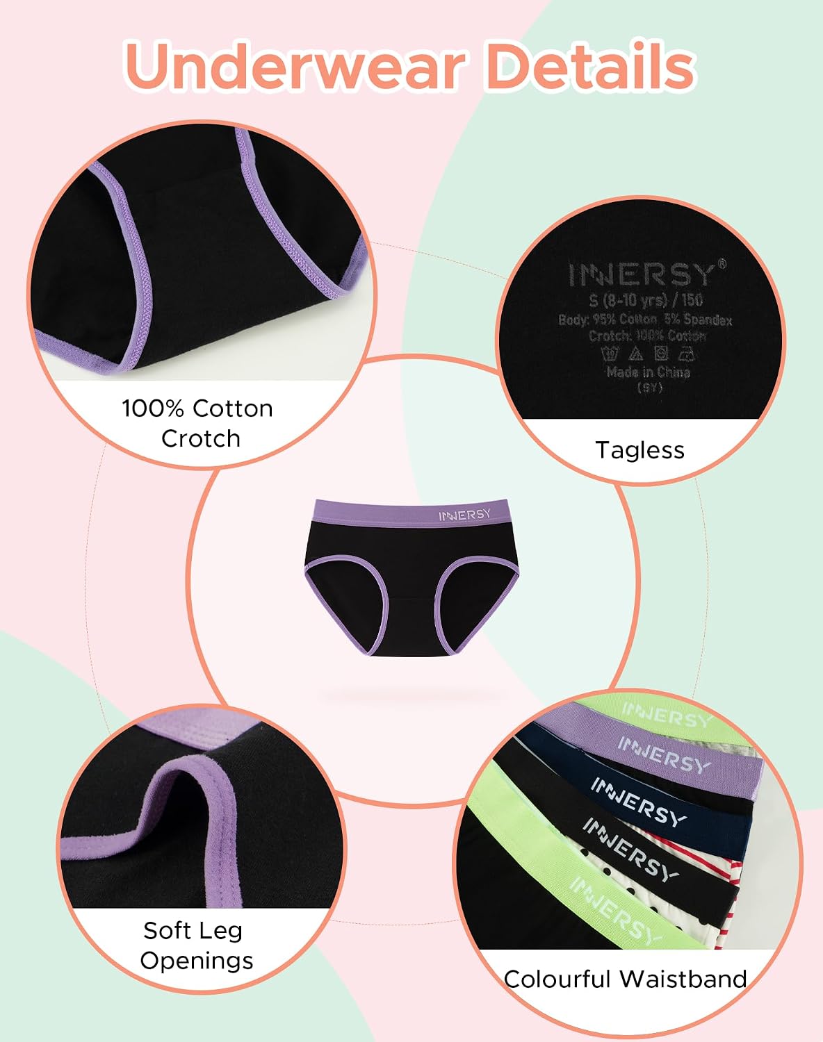 Thumbnail 3 de Innersy girls knickers, 6 pack soft cotton