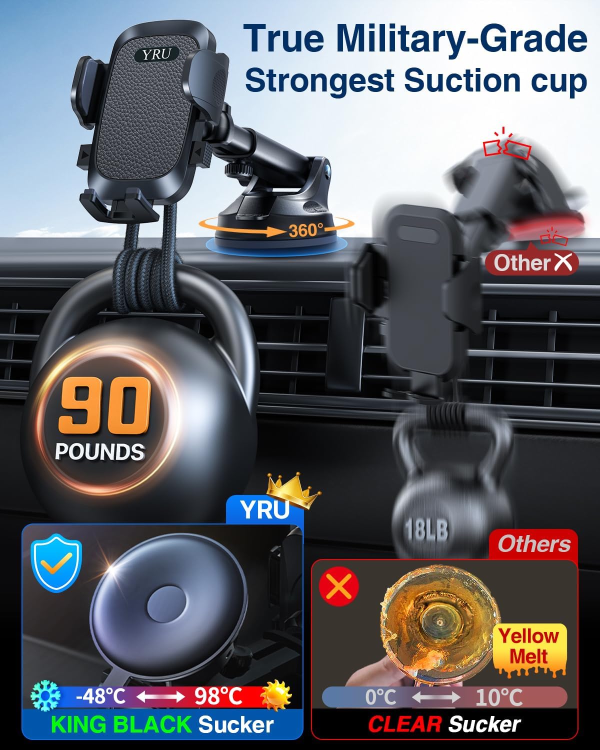 Thumbnail 1 de YRU 360° Rotatable Car Phone Holder