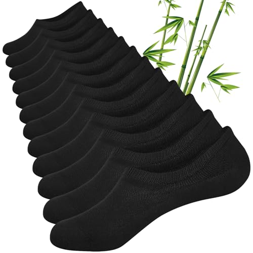Imagen de Cirrorld Bamboo No Show Socks for Men & Women – 6 Pairs, Non-Slip Black (UK Sizes 3–15) en OfertitasTOP