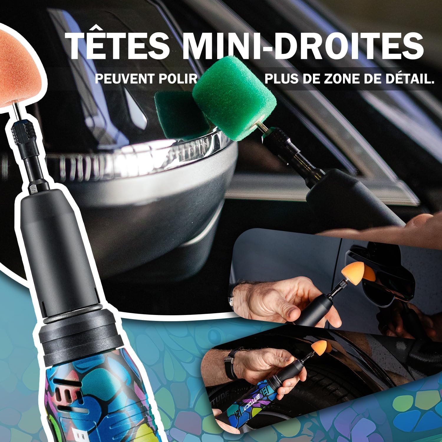 Detalle de BATOCA S6 mini-polijstmachine 12 V met roterende en excentrische werking