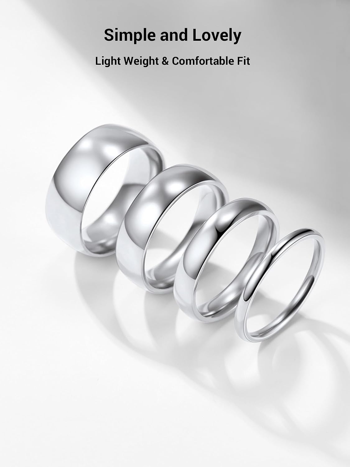 Thumbnail 6 de PROSTEEL Bague simple en acier inoxydable 316L plaqué or pour homme/femme (anneau lisse, largeur 2–8 mm)