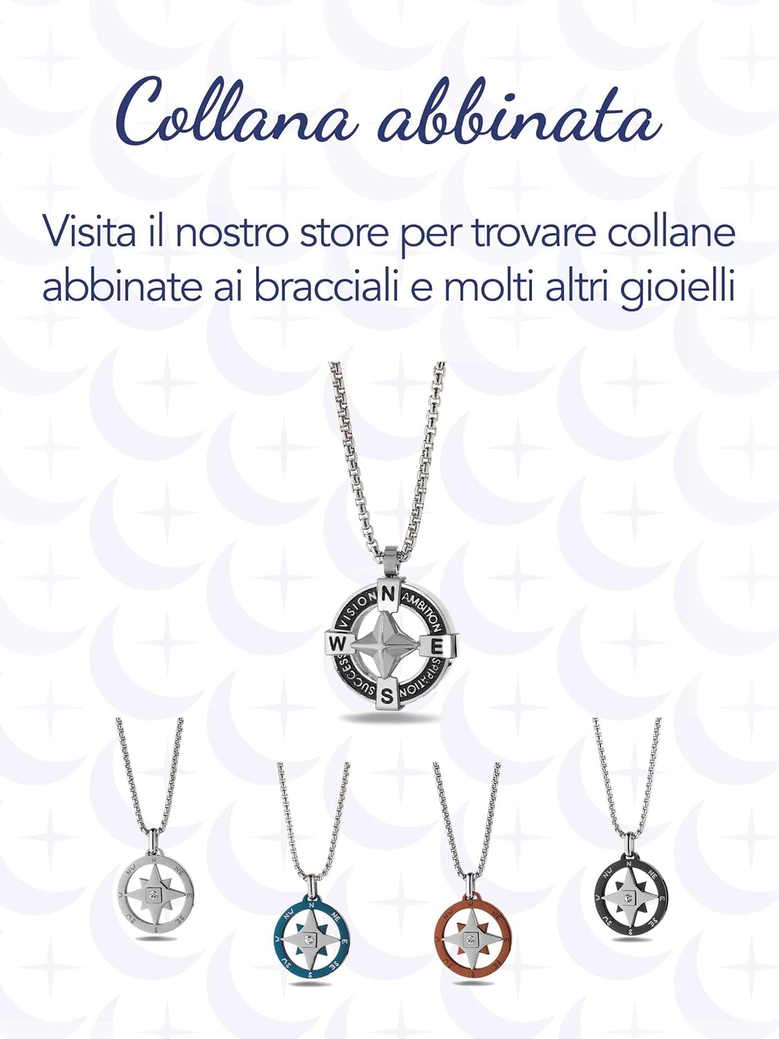 Detalle 2 de inSCINTILLE Bracciale Uomo in Acciaio Simboli Nautica Rosa dei Venti, Regolabile 18–22 cm – Confezione Regalo Inclusa