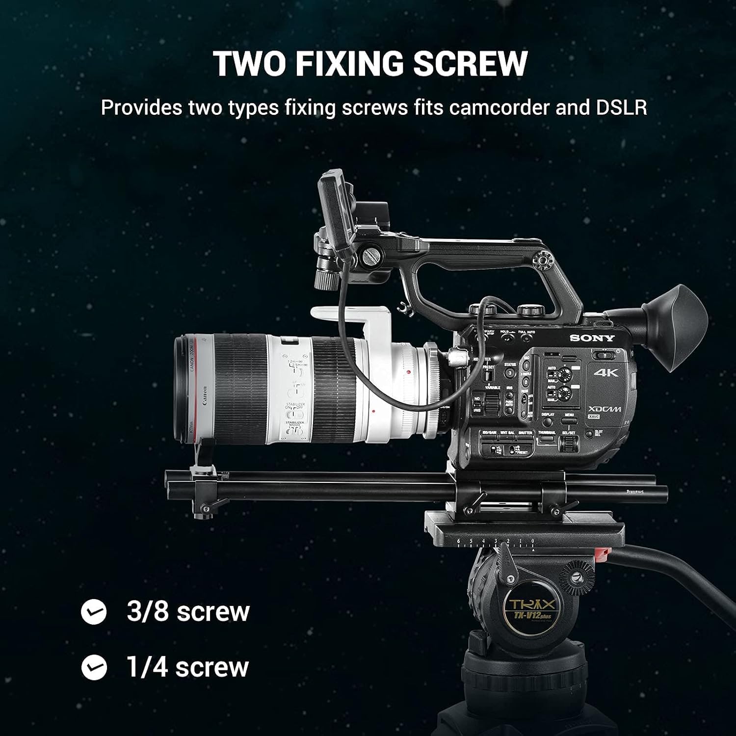 Thumbnail 5 de SMALLRIG Base Plate de trépied avec pince rail 15 mm (15mm Rail Clamp) – montage caméra 1/4" ou 3/8