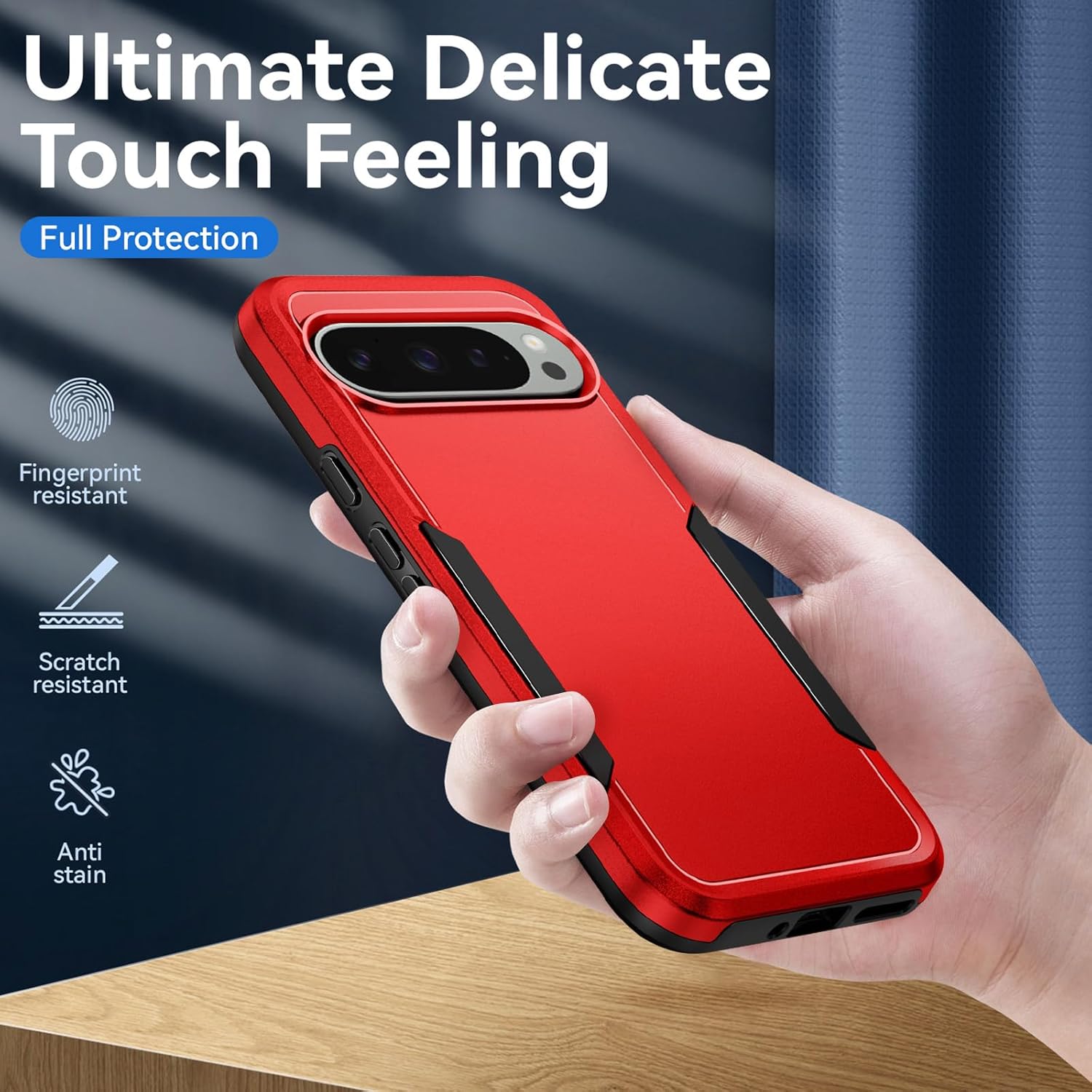 Thumbnail 4 de Jihucase Heavy-Duty Double-Layer Case with Screen Protector for Google Pixel 9 Pro XL (Red)