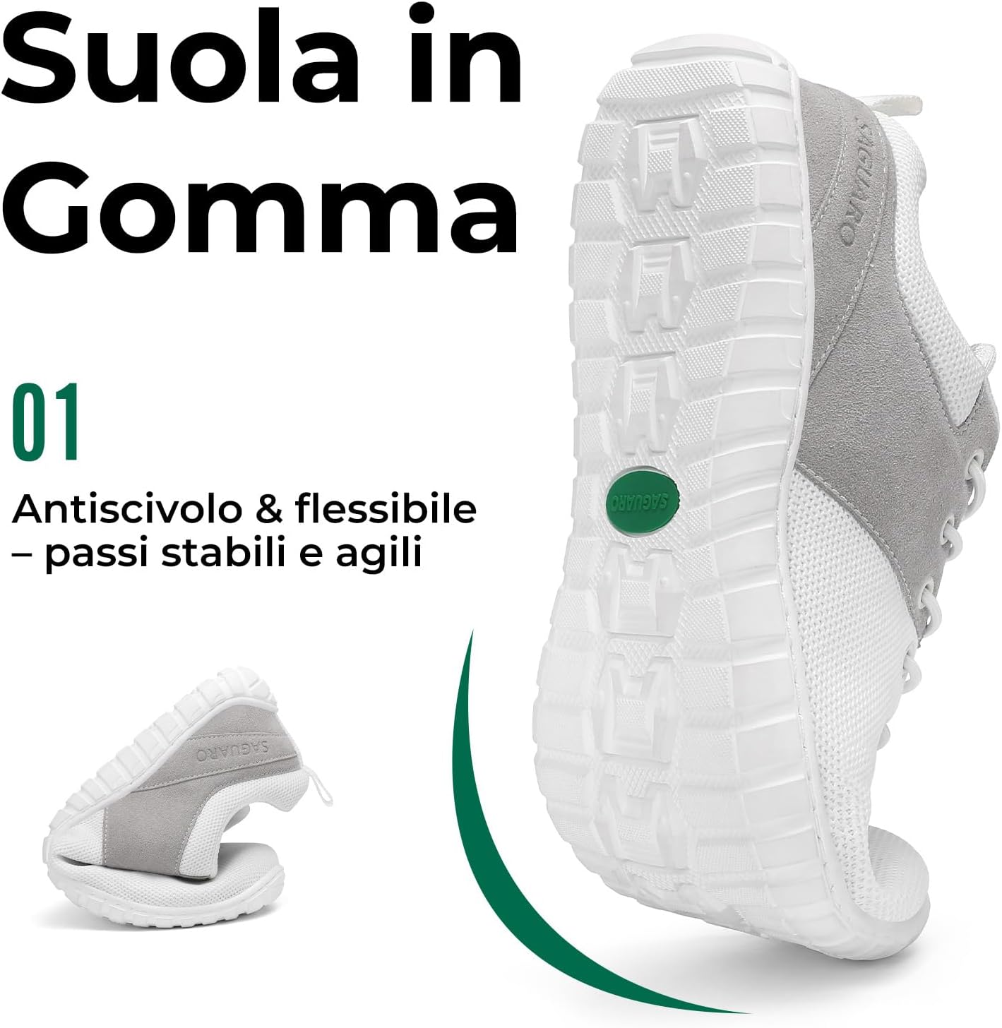 Detalle de Saguaro Scarpe Barefoot Sportive unisex con punta larga, Zero Drop e tomaia in Flyknit (Gr. 36-48)