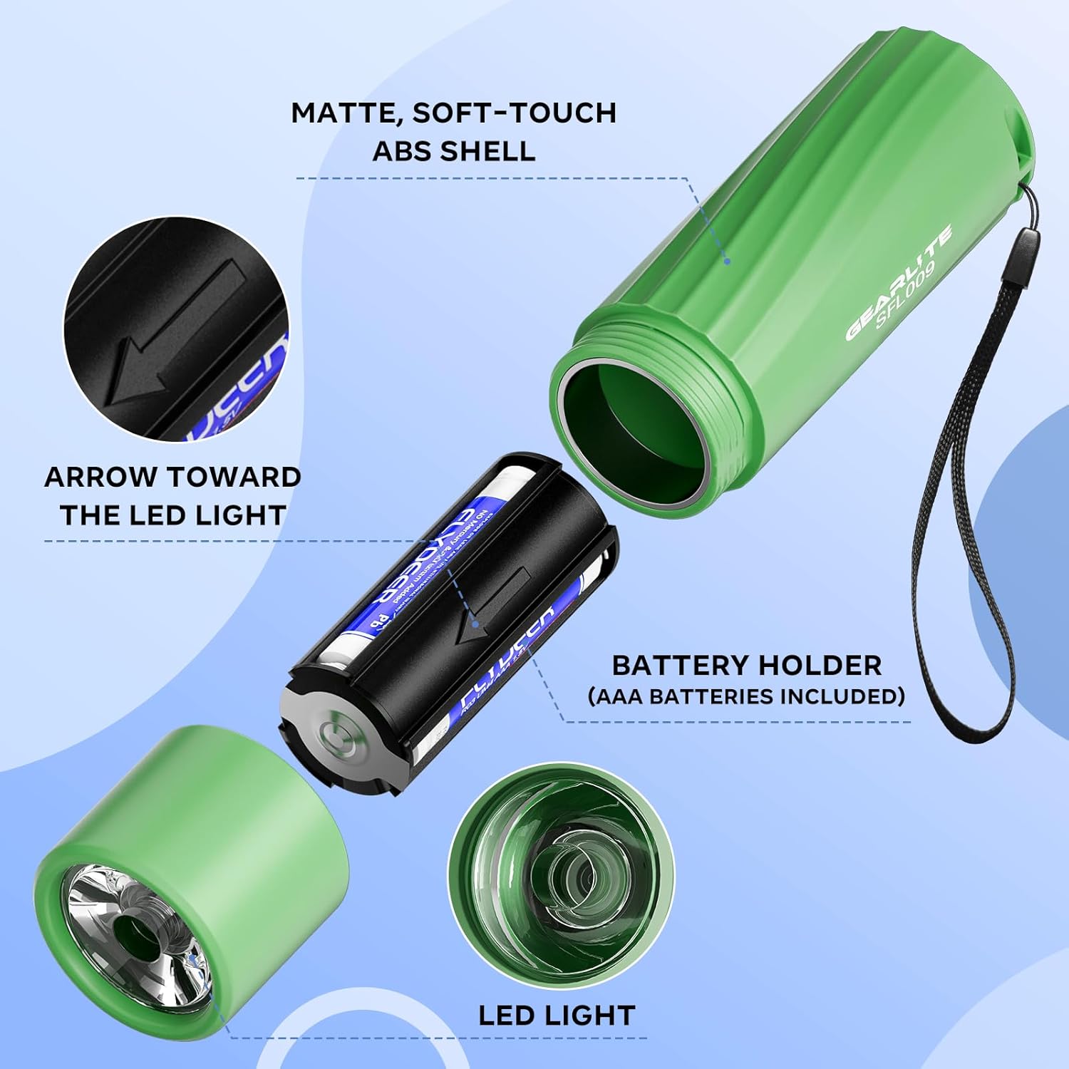Thumbnail 2 de GEARLITE Mini LED Taschenlampe im 6er-Set für Kinder (IP65, 18× AAA Batterien, Lanyard)