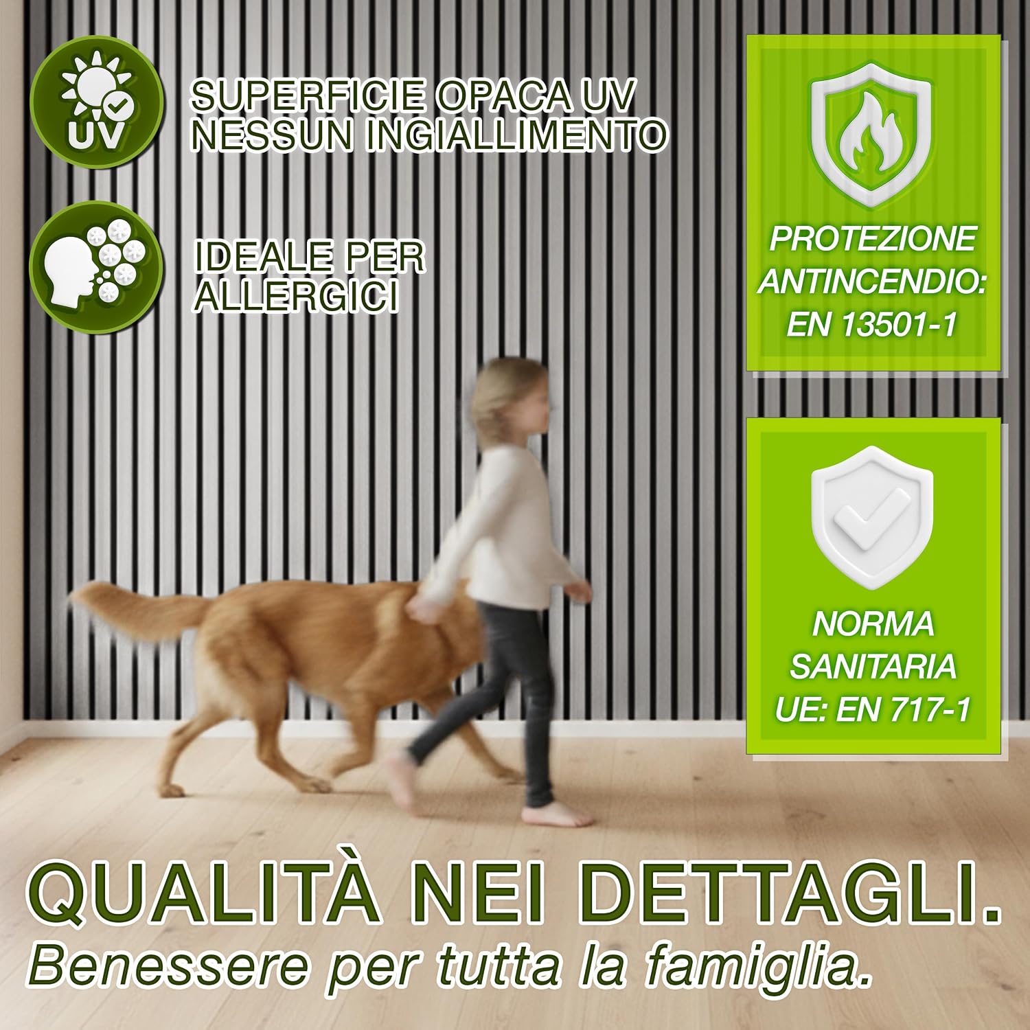 Detalle 2 de Pannelli acustici TRESKO in legno 120 x 60 cm con ganci per abiti – design 3D rovere grigio