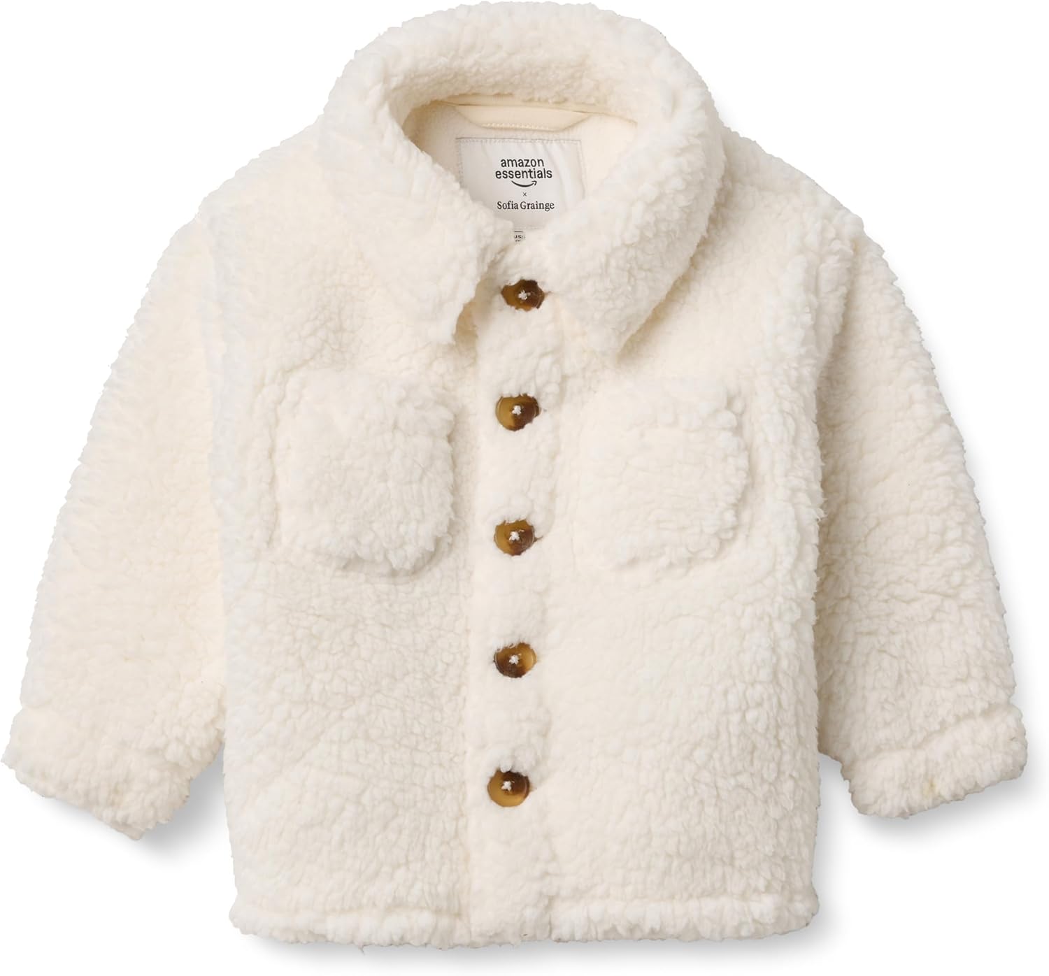 Detalle de Amazon Essentials x Sofia Grainge Sherpa Fleece Overshirt Jacket for Toddlers & Baby Boys