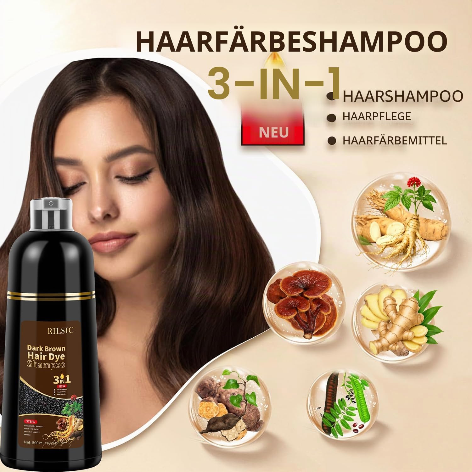 Thumbnail 3 de GFEUGS Haarfarbe Kastanienbraun Haarfärbeshampoo