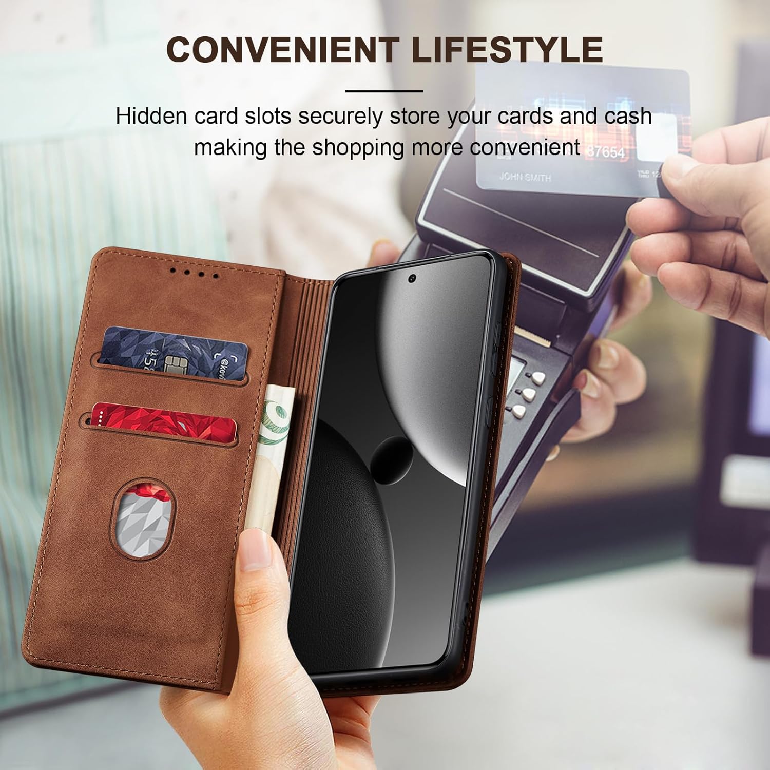 Thumbnail 5 de Jasonyu Handyhülle für Xiaomi 15 Ultra: Leder-Flip mit Magnetverschluss, Stoßschutz & Kartenfächern