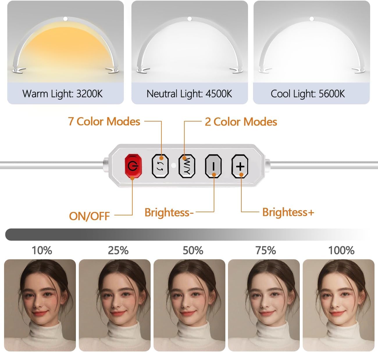 Thumbnail 6 de yAyusi Mezza Luna Lampada per Unghie da Tavolo con Supporto e Controller, 74 cm, 40W