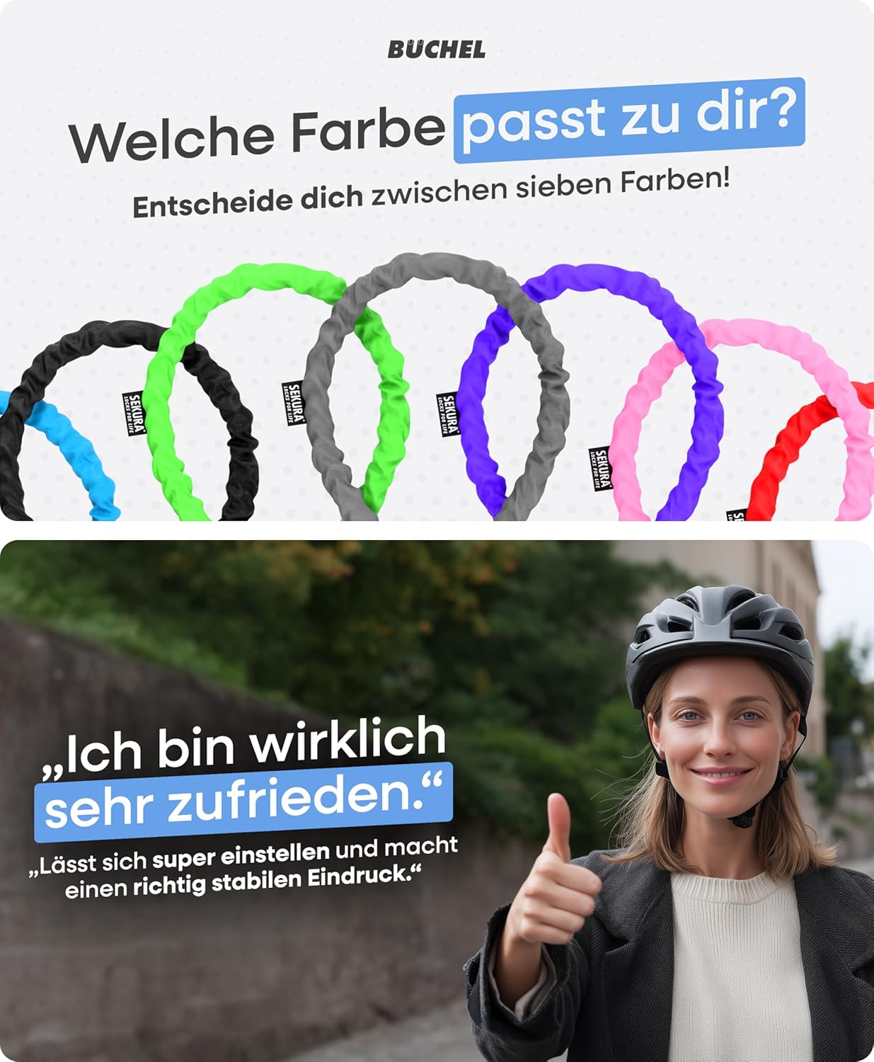 Thumbnail 6 de Büchel Sekura Fahrradschloss 90 cm mit 5-Zahlen-Code – Kettenschloss für Kinder & Erwachsene