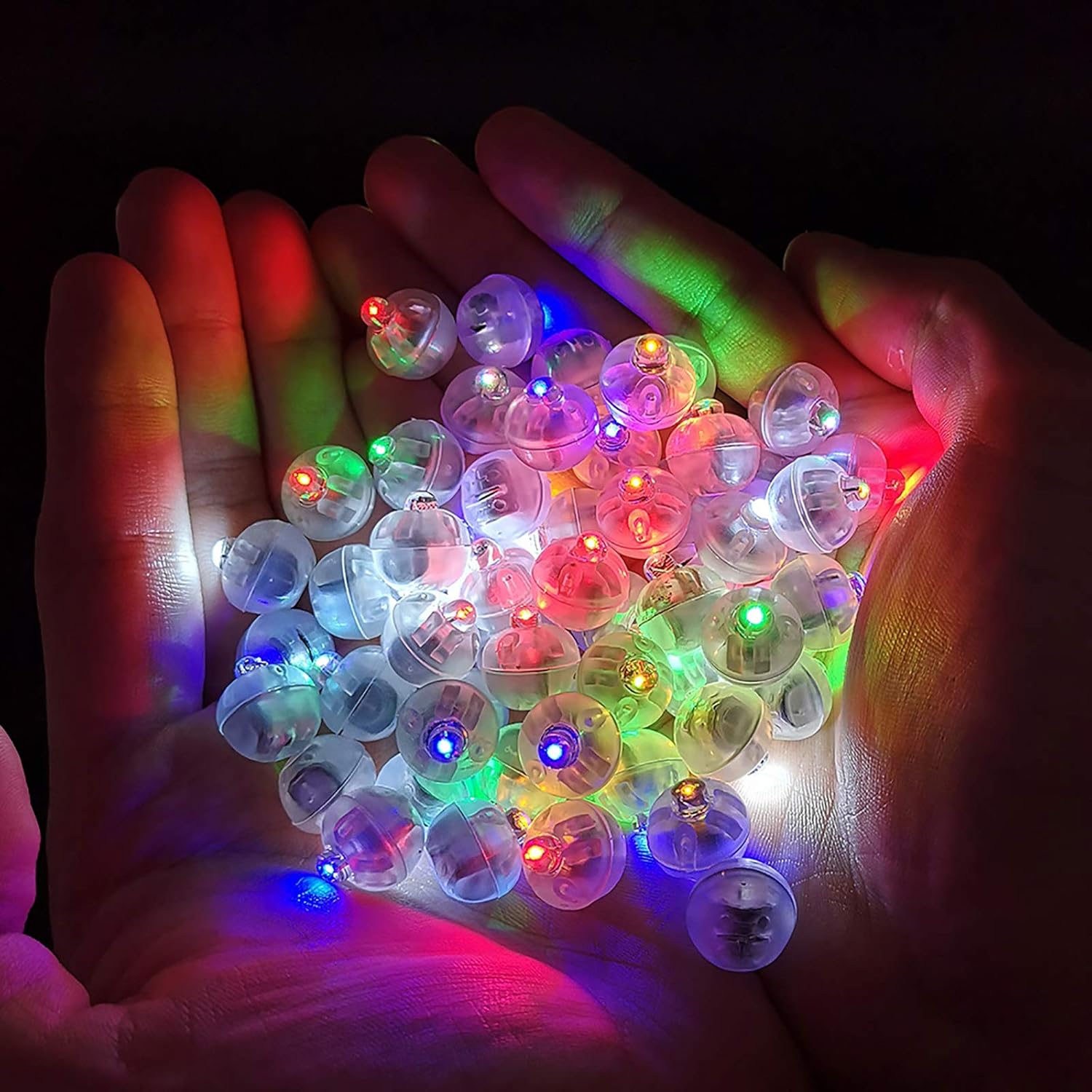 Thumbnail 1 de 100pcs Multicolor LED Balloon Lights (Rainbow Round Mini Flash Lights) for Party, Wedding & Holiday Decor