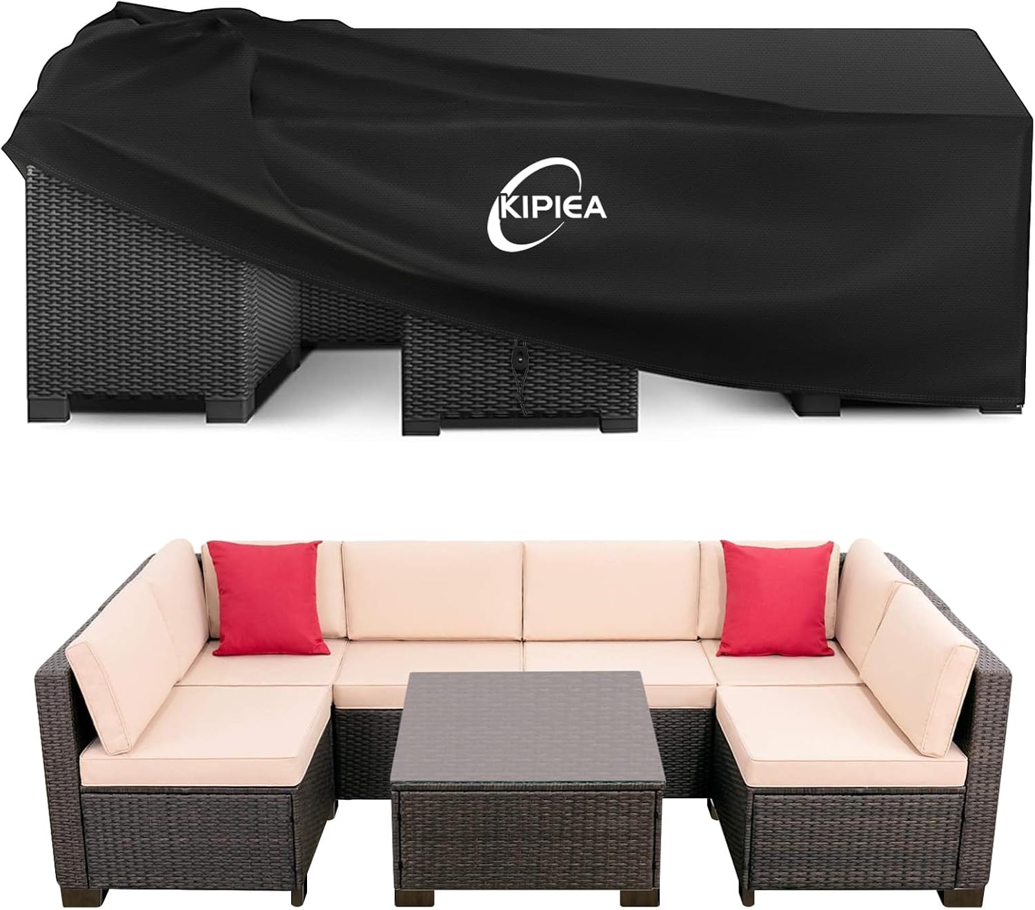 Detalle de Kipiea 102" L x 74" W x 27" H / 259x188x68.5cm 600D Patio Furniture Cover