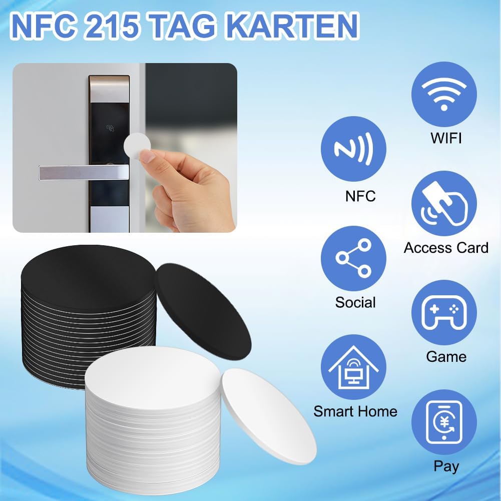 Thumbnail 3 de OFFCUP NTAG215 NFC-tags, 20 stuks met 504 byte en zelfklevende achterkant