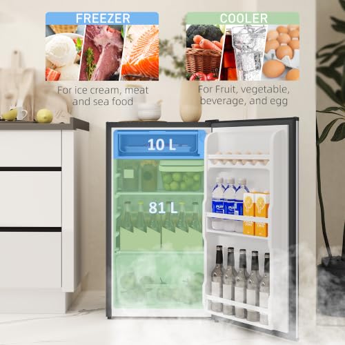 Thumbnail 2 de HOMCOM Under Counter Fridge 91L with 10L Chiller Box - Silver Tone