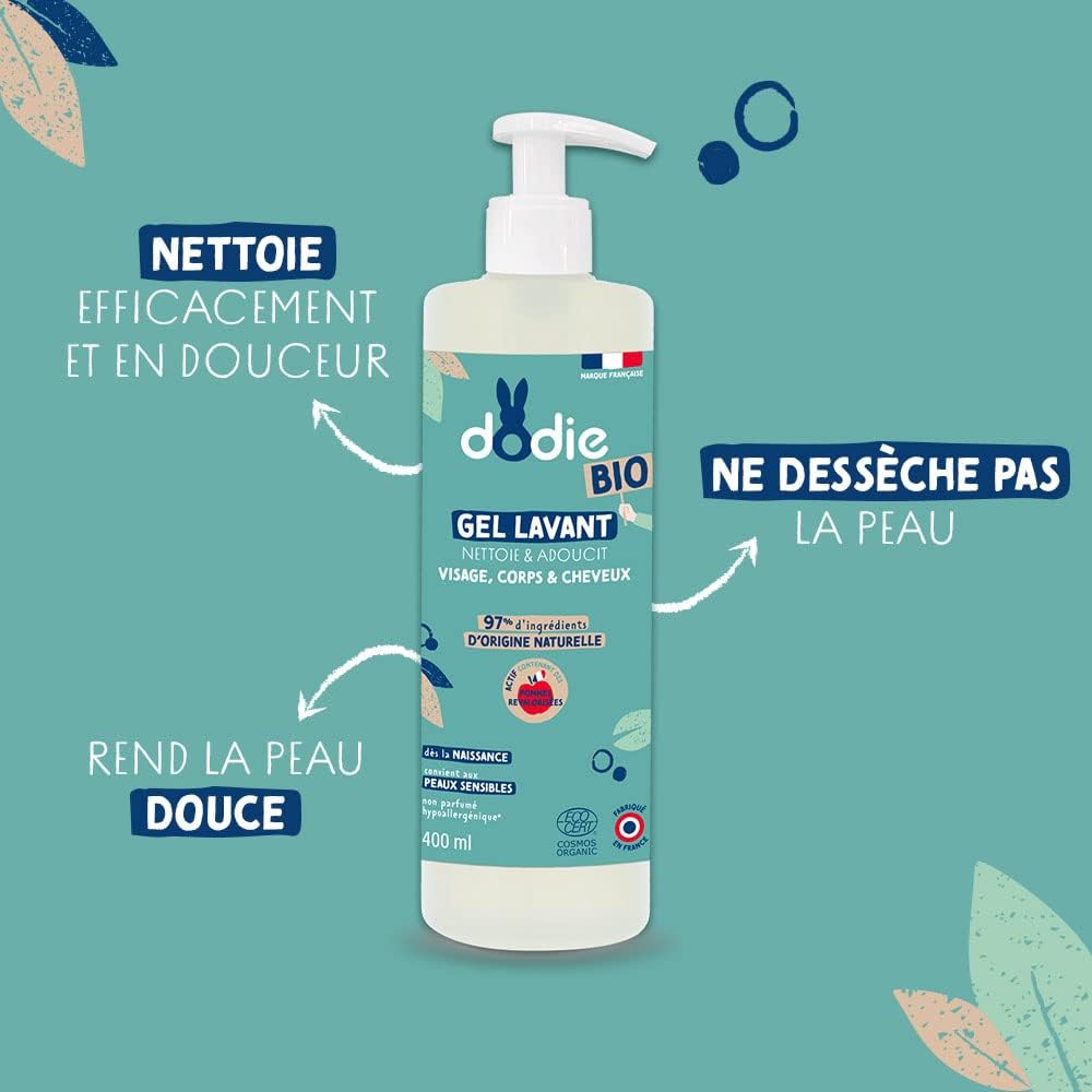 Detalle 2 de DODIE Gel Lavant Bio 400mL pour bébé