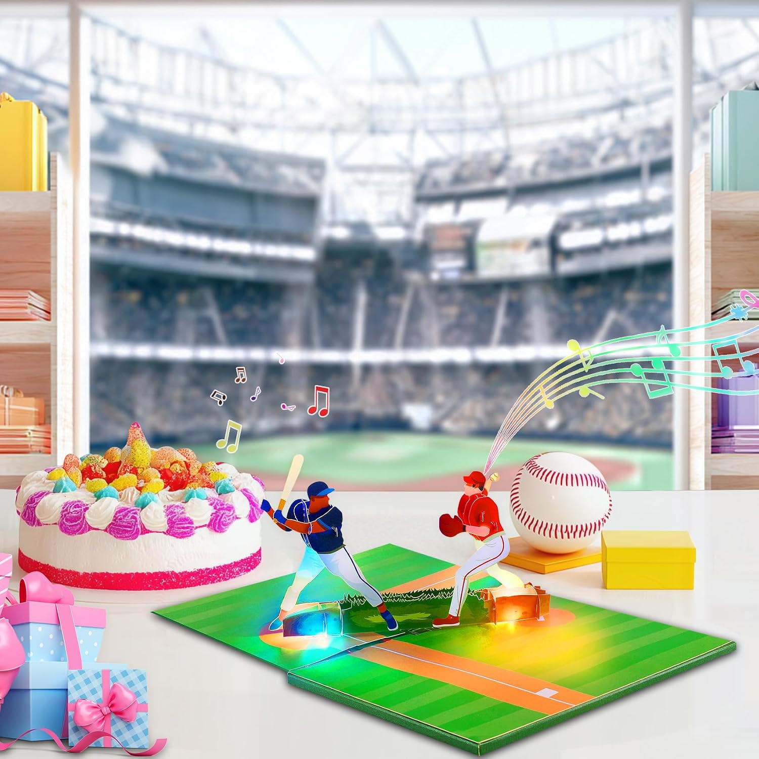 Thumbnail 1 de Musical baseball birthday card, 20 x 15 cm