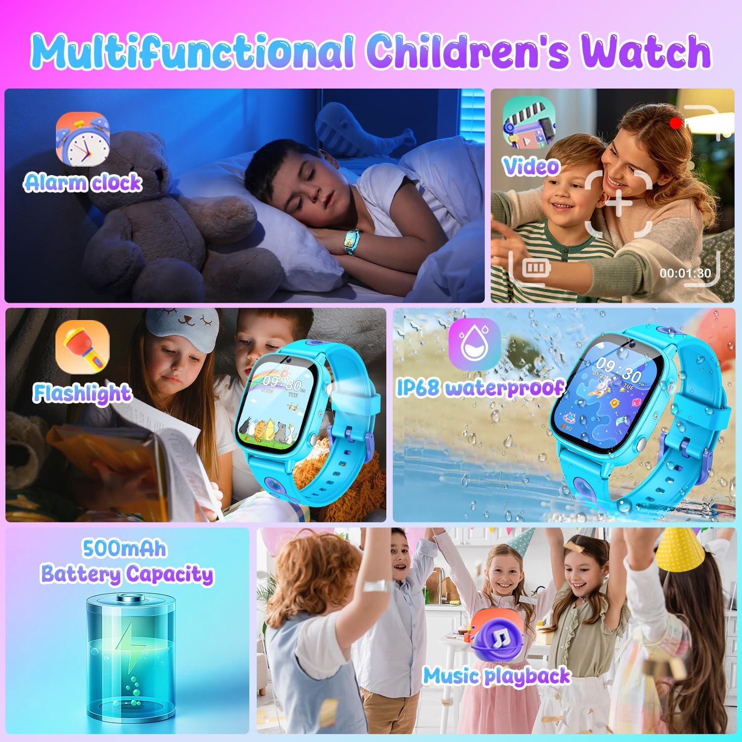 Detalle 2 de Montre Connectée Enfant Cadeaux Smartwatch 1,8" HD Caméra et Jeux – Étanche IP68 et 26 puzzles
