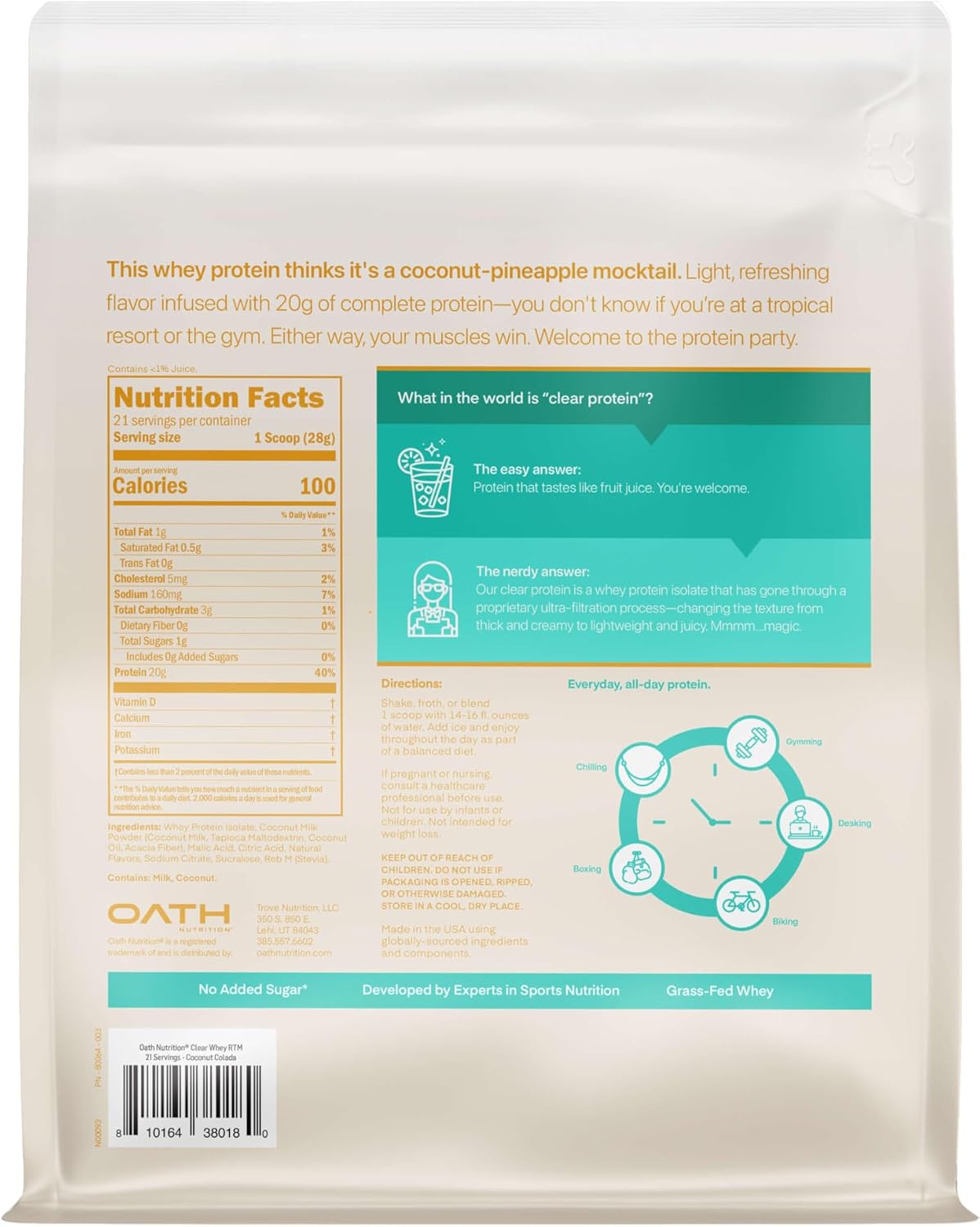 Thumbnail 1 de Oath Clear Whey Isolate Protein Powder, 21 Servings