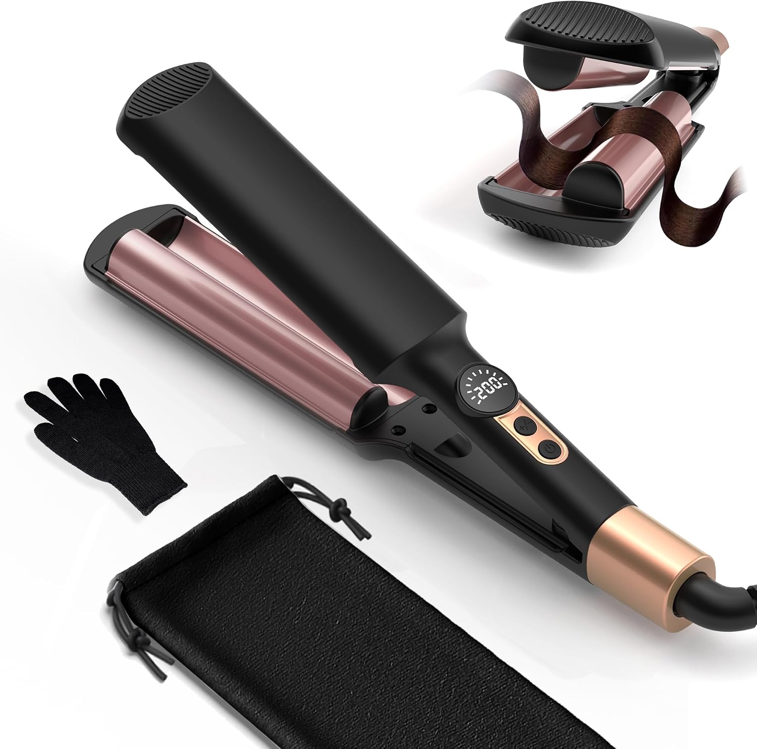 Detalle de UKLISS Hair Waver Crimper 5‑temp 250–400°F