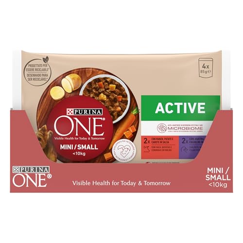 Detalle de PURINA ONE Active Small&Mini Cibo Umido per Cani Adulti – 48 Bustine da 85 g