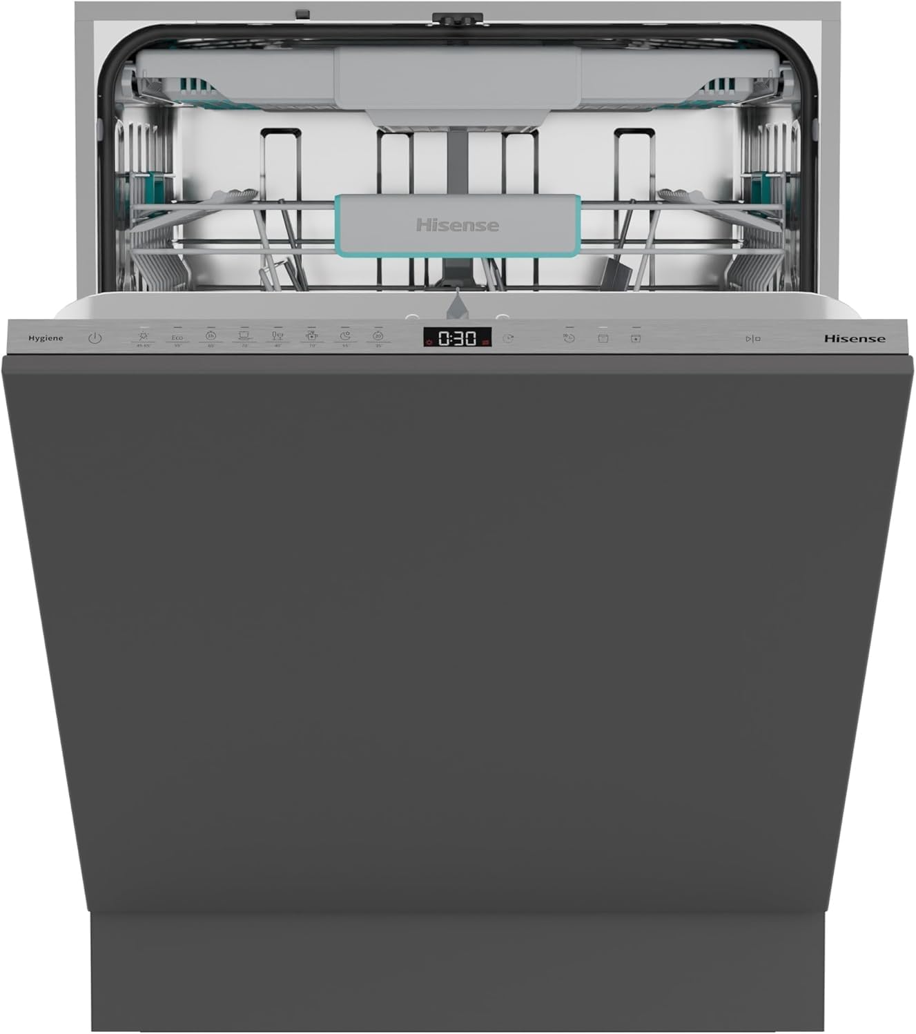 Detalle de Hisense HV16A Lavastoviglie da Incasso, 16 Coperti, Terzo Cesto Flessibile, 8 Programmi, Inverter Silenzioso