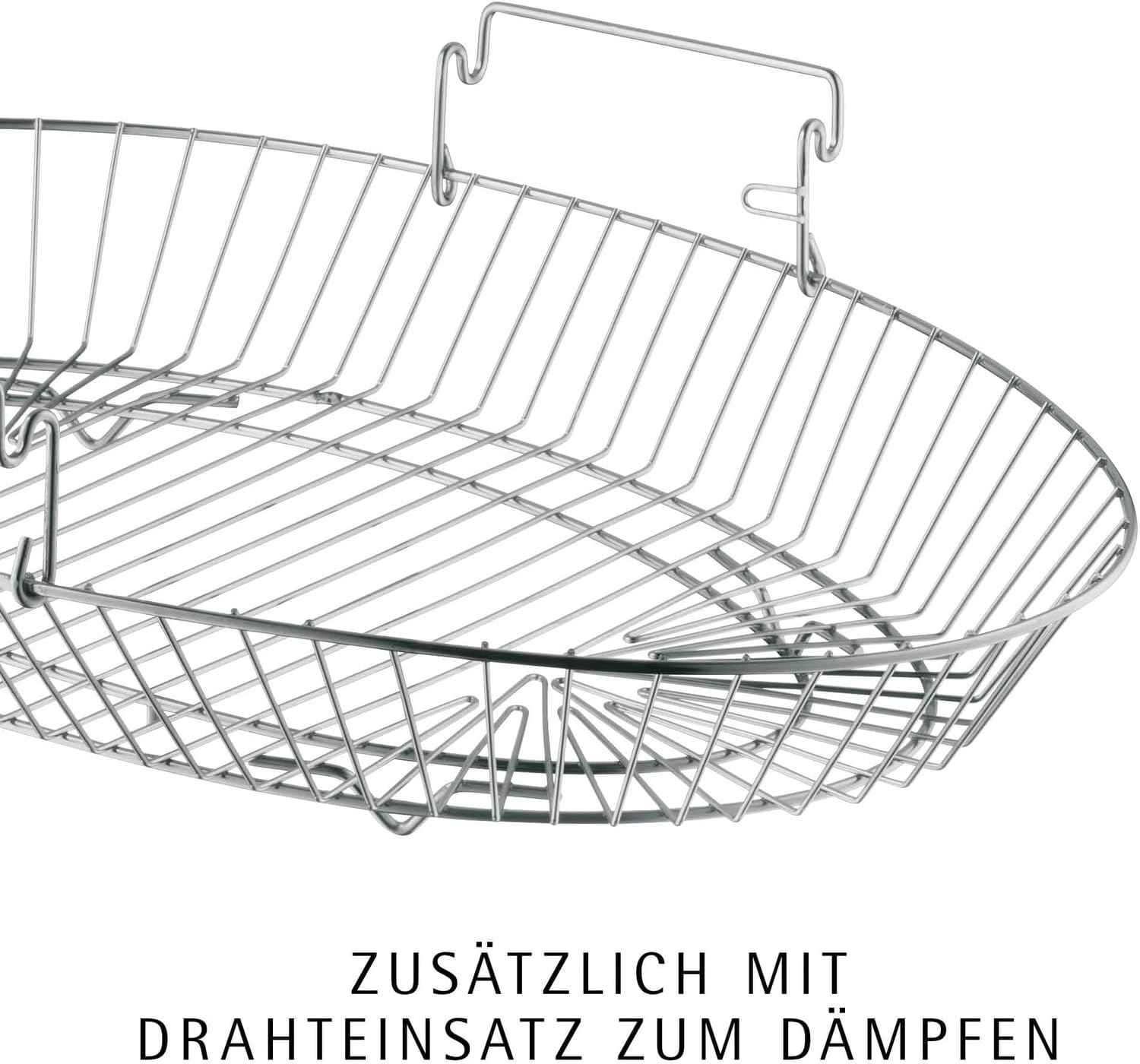 Detalle de WMF Bräter mit Deckel (Cromargan Edelstahl, 8,5 l) backofengeeignet & induktionsgeeignet, ovaler Schmortopf 41 x 28,5 x 18 cm