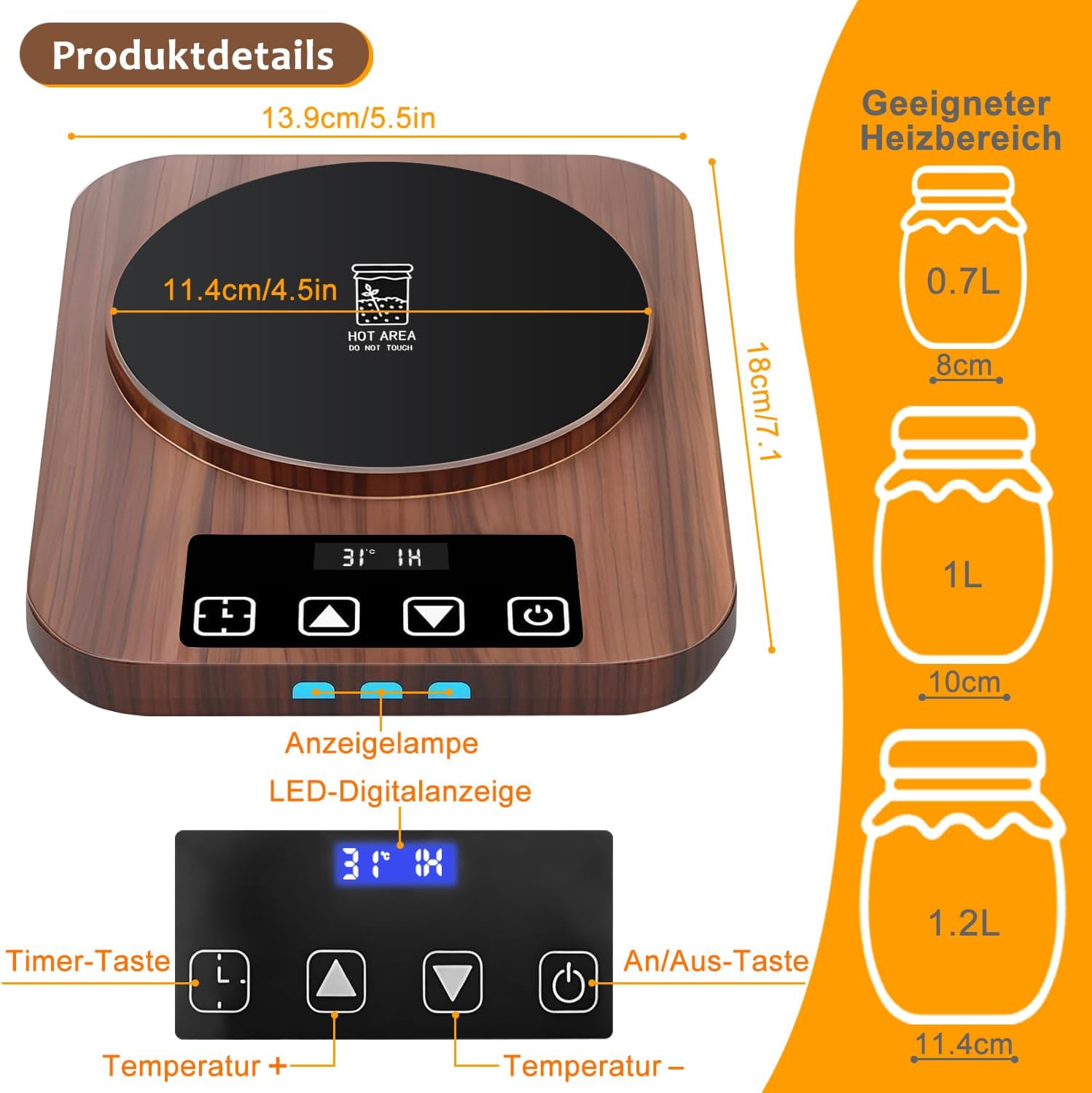 Thumbnail 2 de Aukimo Sauerteigstarterwärmer 21–38℃ Thermostat 🍞