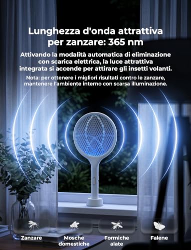 Detalle de Racchetta Zanzare Elettrica YISSVIC 4000V, USB-C, 1500 mAh: efficacia e comodità in un 2-in-1
