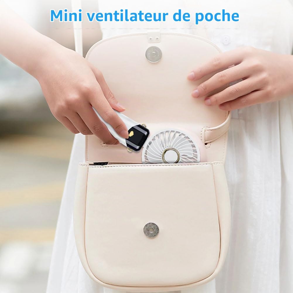 Detalle 2 de AUAUY 5868220 mini-handventilator, oplaadbaar via USB-C, 6 snelheden