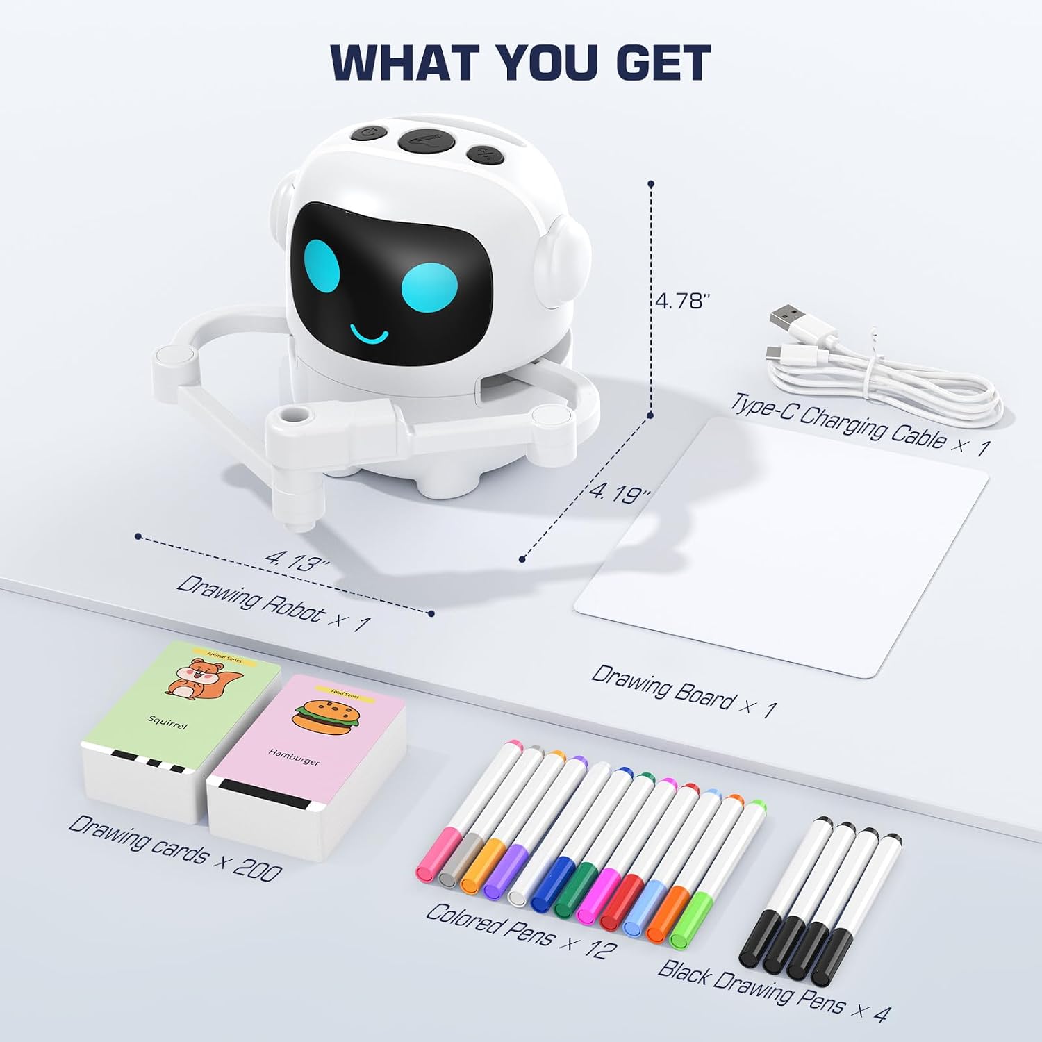Detalle de YPHJLZX Kids Drawing Robot with 200 Cards, Voice Interaction and Music