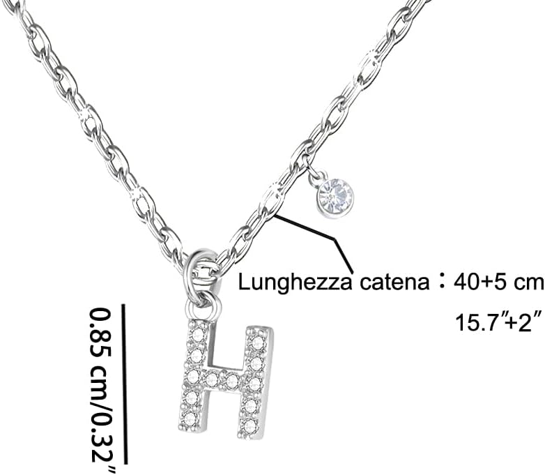Detalle de GUOYU 26 Collana Iniziale Lettera di Compleanno in Zirconi d'Argento – Orecchio elegante, regalo personalizzabile
