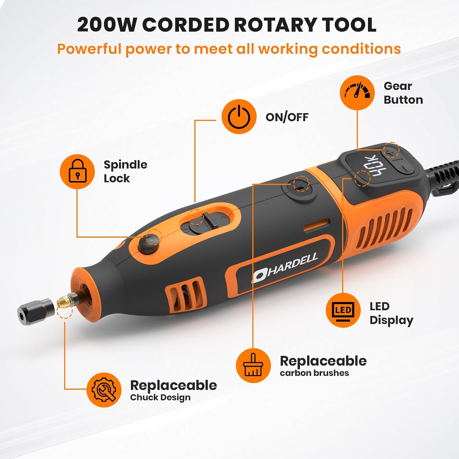 Detalle 2 de HARDELL Corded Rotary Tool 200W