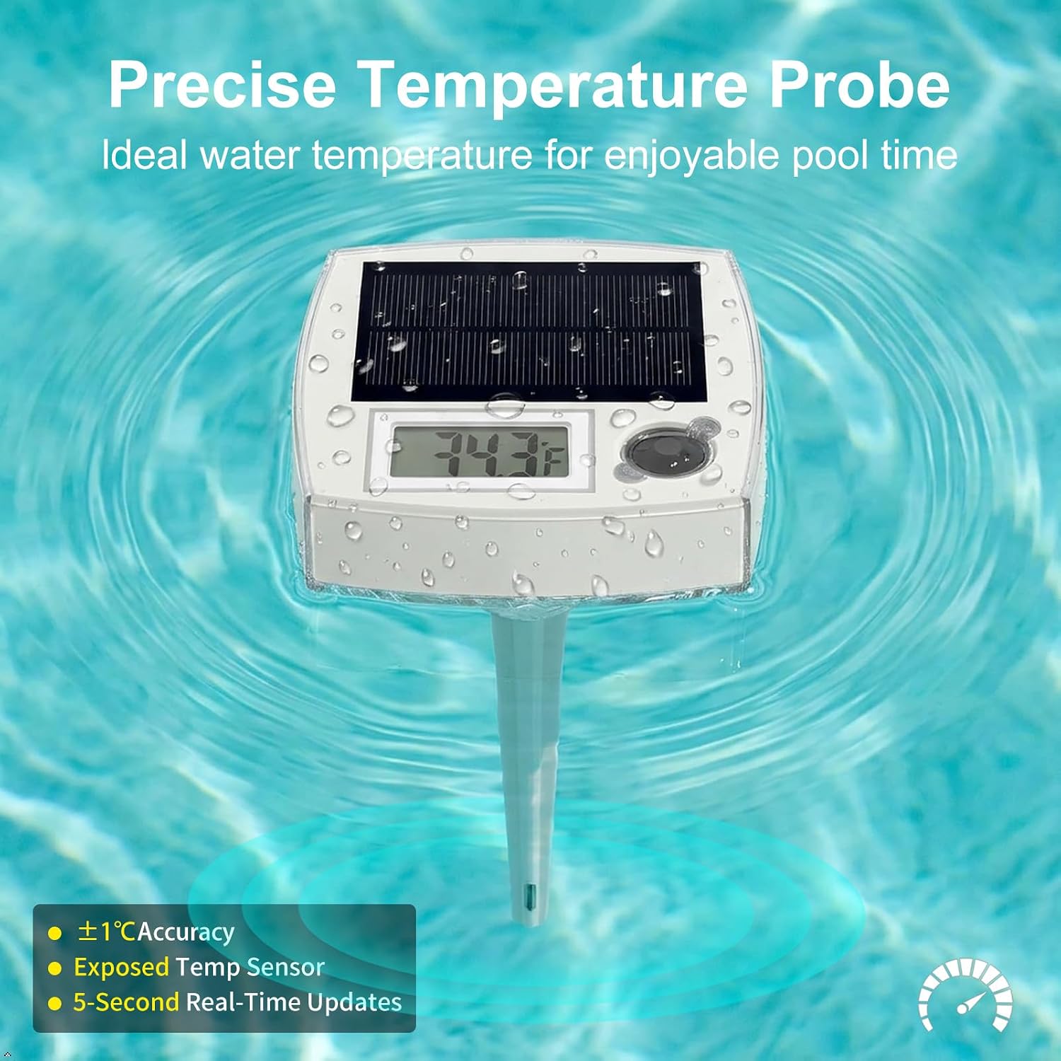 Thumbnail 3 de Termometro Digitale Solare Galleggiante per Piscina con Luce RGB Notturna e IP68