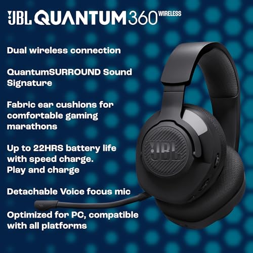 Thumbnail 3 de JBL Quantum 360: auriculares inalámbricos gaming con sonido QuantumSURROUND y micrófono desmontable