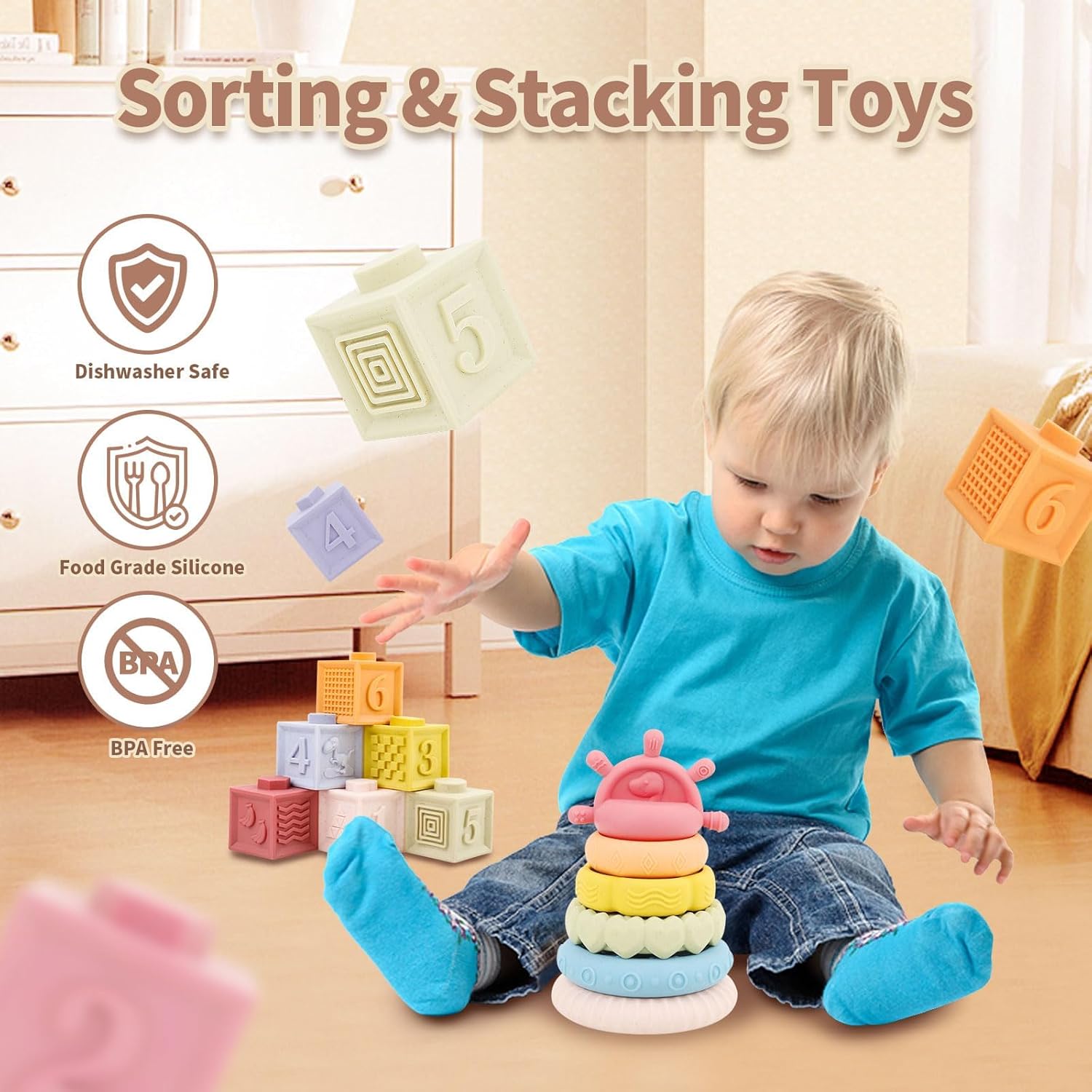 Detalle 2 de LUCKFUTURE 8-in-1 Montessori Toy Set 6–18 months