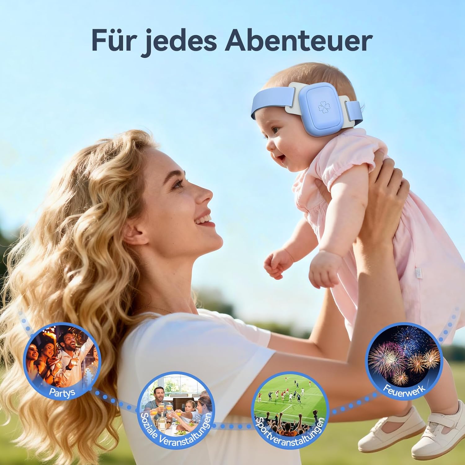 Detalle de UseNiy Baby Ear Protection for Infants and Toddlers (3–48 Months) – 25dB Noise Reduction Earmuffs, Blue
