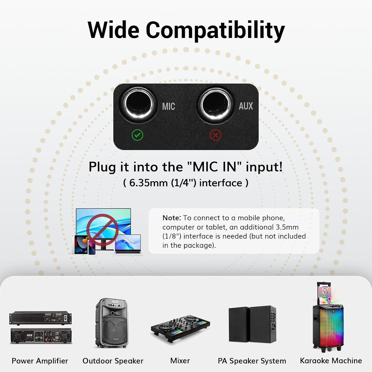 Detalle 2 de TONOR Wireless Microphone System 200ft Range