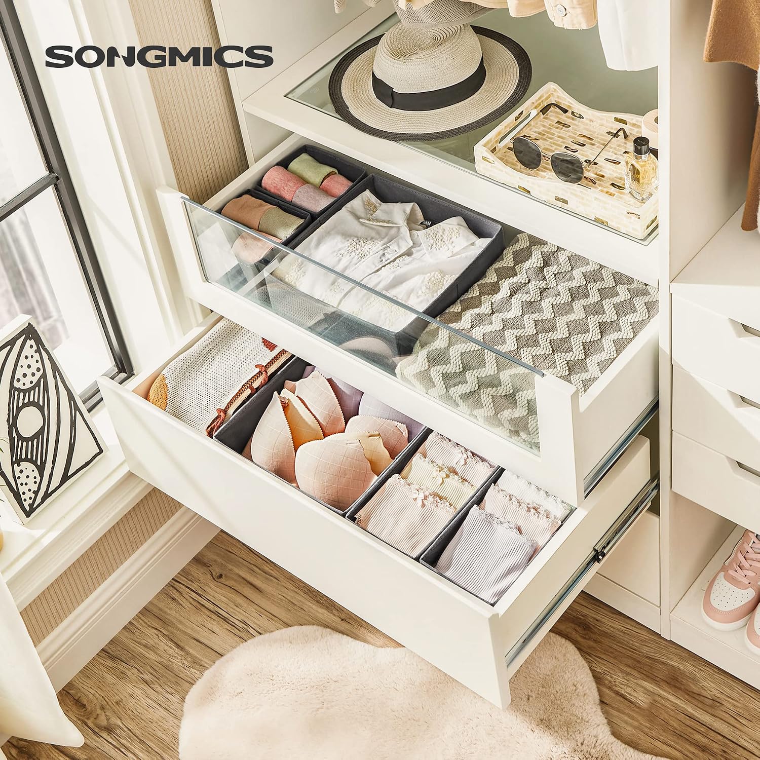 Thumbnail 1 de SONGMICS Tina Collection RDZ06G Drawer Organisers, Set of 6 in Slate Grey