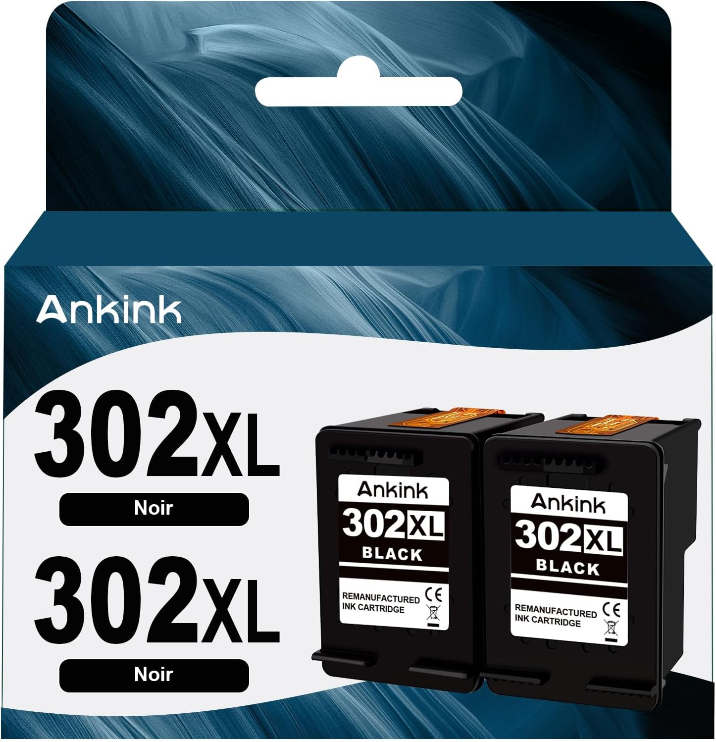 Cartouche d’Encre Remanufacturée ANKINK HP 302XL Noir – Pack 2