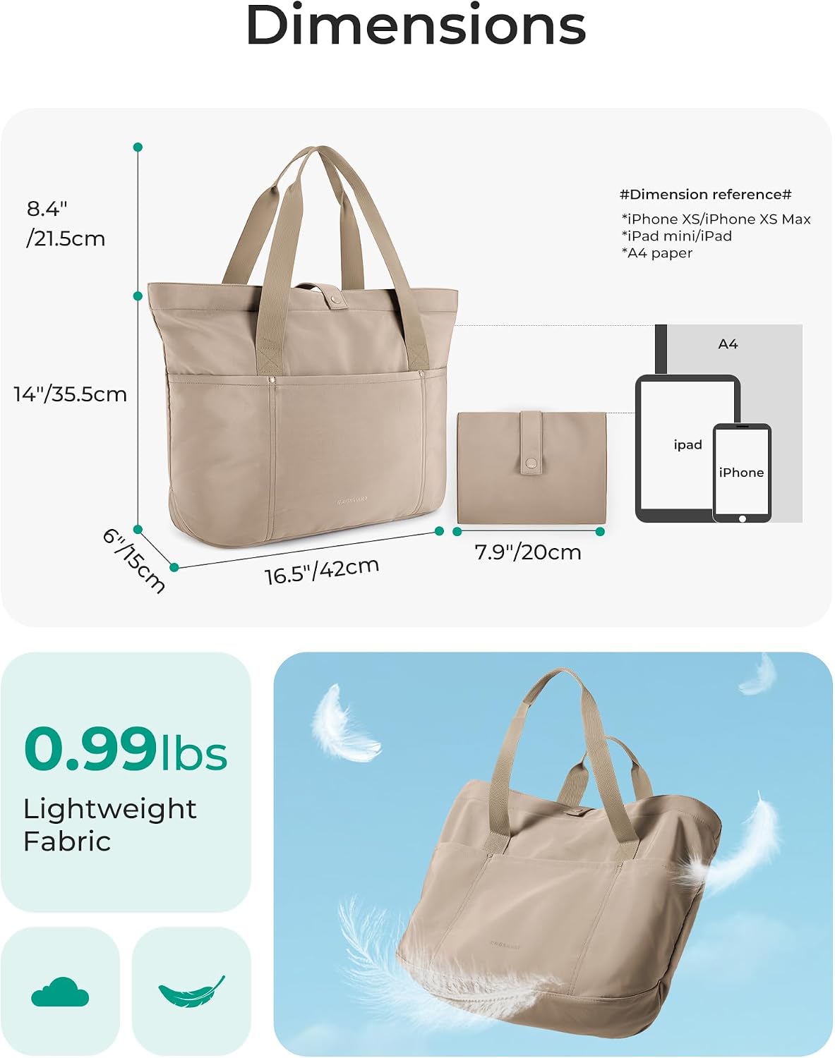 Detalle 2 de bagsmart Large Foldable Tote Bag for Women