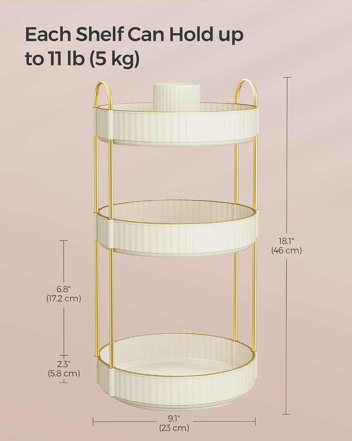 Detalle de SONGMICS Makeup Organiser 3-tier rotating