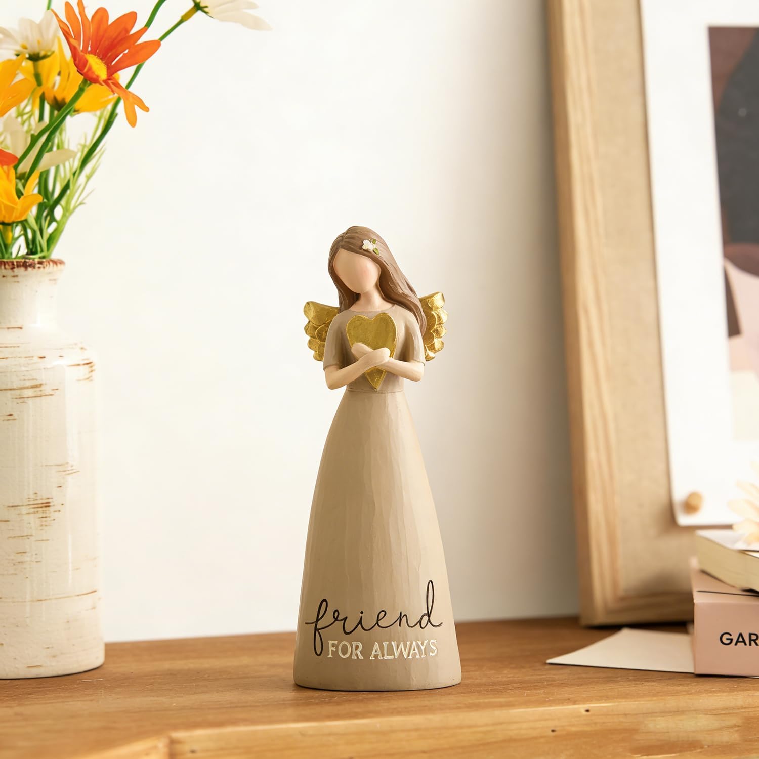 Detalle de DurableDelights Friend for Always Angel Figurine, Taupe Resin Keepsake
