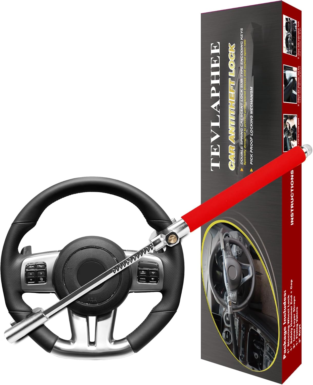 Thumbnail 6 de Tevlaphee Antirrobo Coche Bloqueo Volante Universal