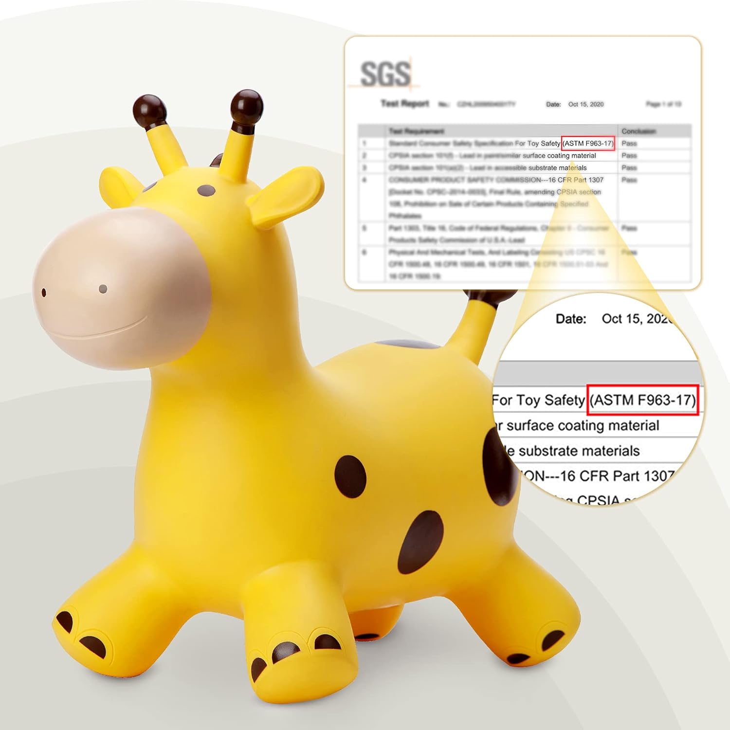 Detalle de EVERICH TOY Giraffe Bouncy Horse Hopper for Toddlers (Inflatable Ride-On Jumping Toy)
