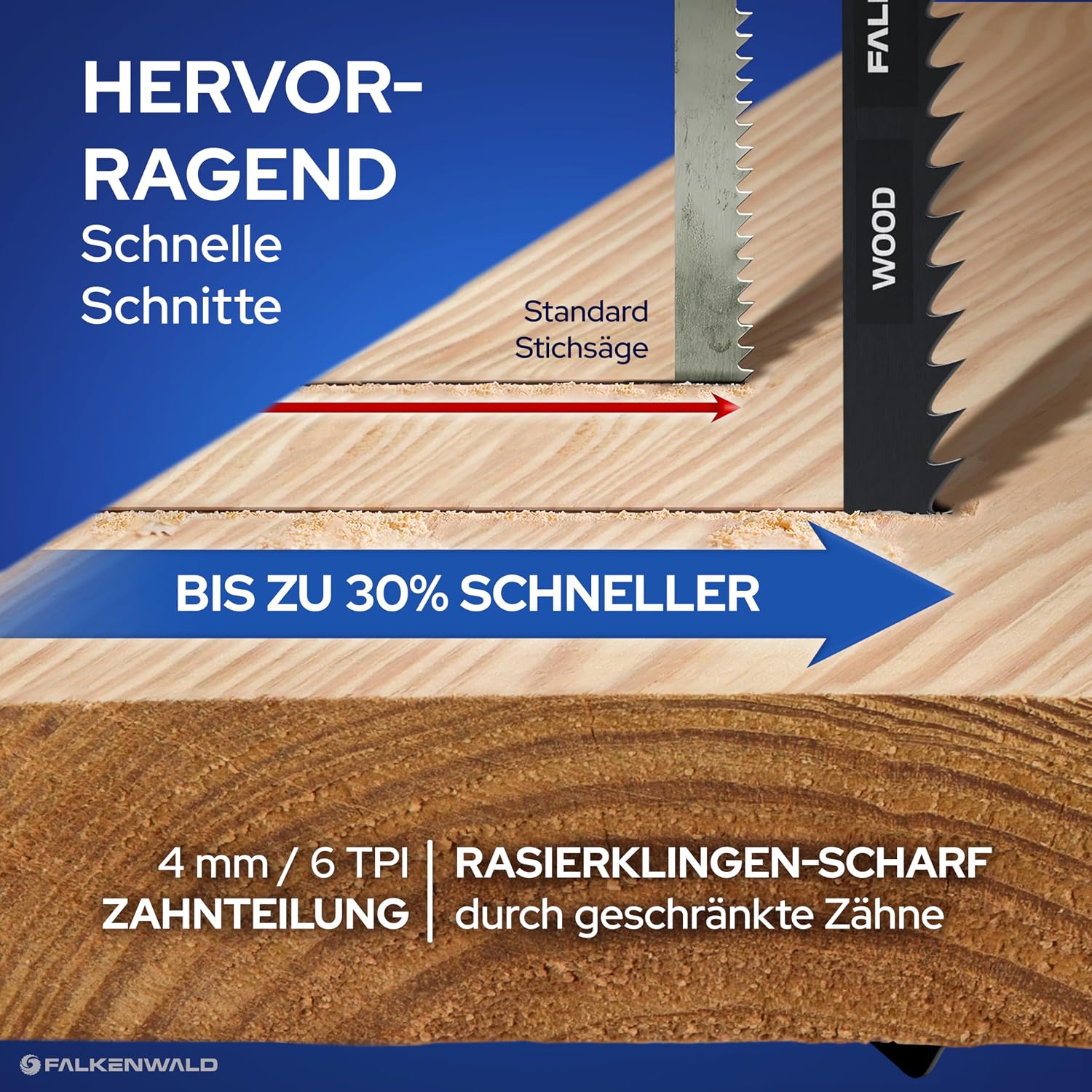 Detalle 1 de FALKENWALD Stichsägeblätter Holz T344D, 152 mm