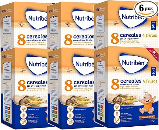 Detalle de Nutribén Papilla 8 Cereales con Miel y Frutas 🍎 3600g