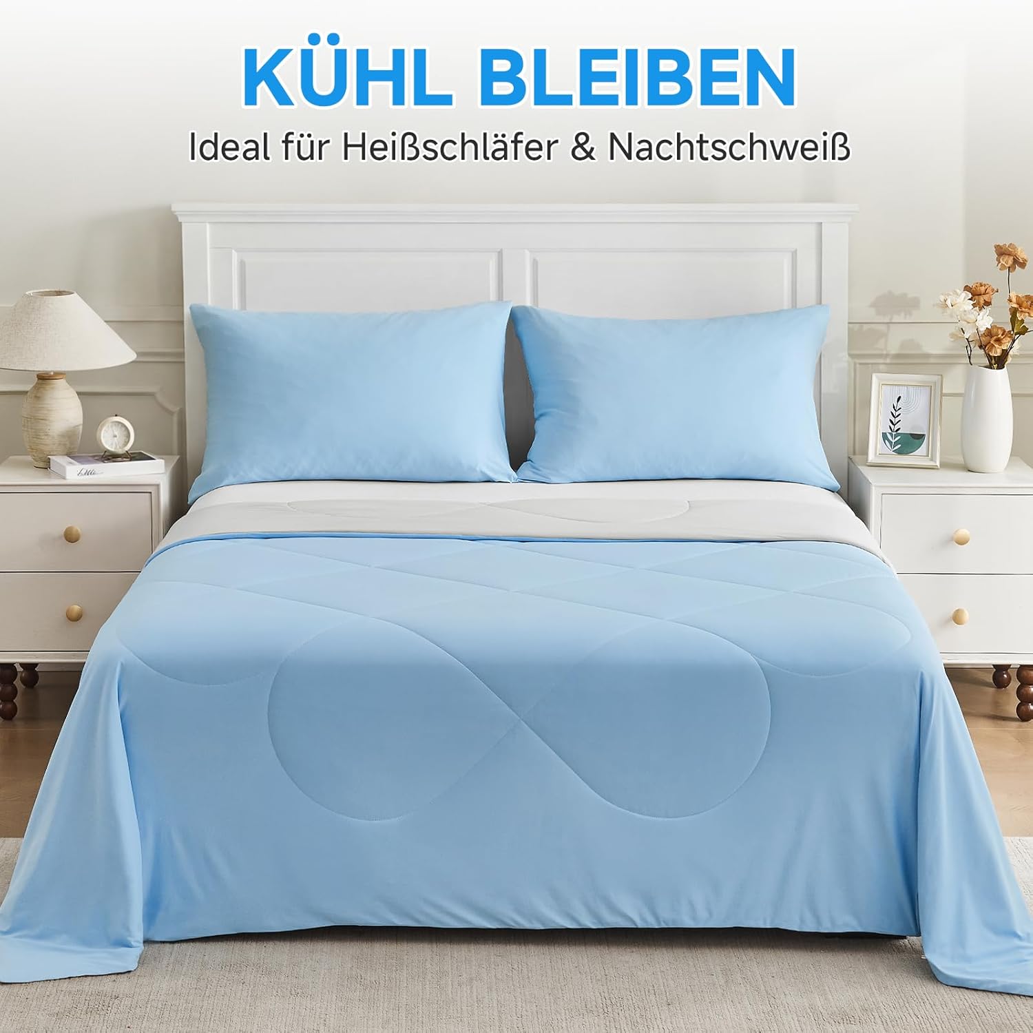 Thumbnail 4 de HOMFINE Kühldecke Doppelseitig Kühlende Decke – kühler Schlafkomfort im Sommer (150 x 230 cm, Blau)