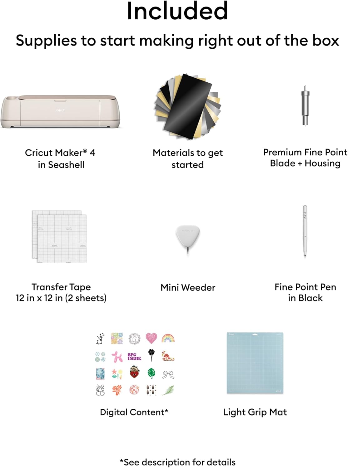 Detalle de Cricut Maker 4 Smart Cutting Machine (Seashell) Digital Content Bundle with Design Space Images